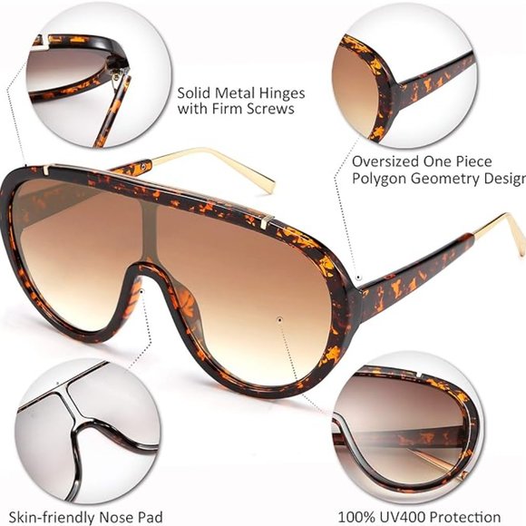 Oversized one piece frame sunglasses - Picture 3 of 9